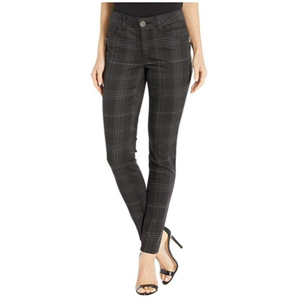 Democracy Ab Solution Booty Lift Jegging Jeans Womens 10 Black Gray Check NEW